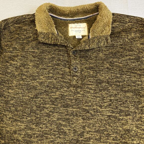 Weatherproof Vintage Sweatshirt Mens Large Brown Fleece Henley Pullover Heavy - Picture 2 of 9